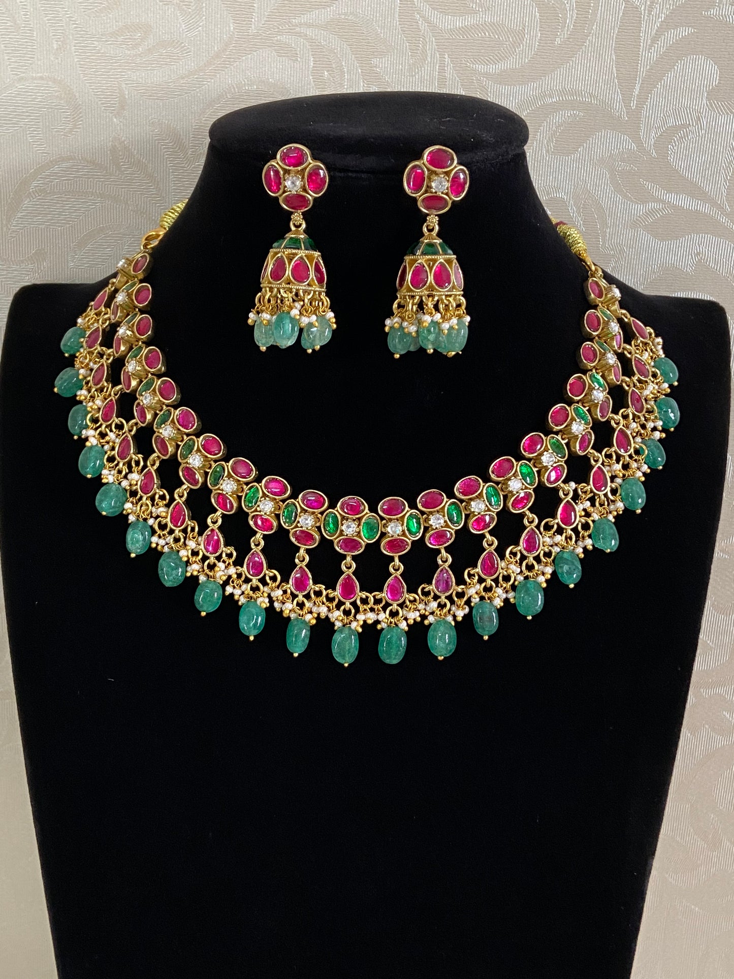 Jadau Kundan Necklace With Jumkis | Indian Jewelry In USA