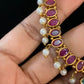 Matte Gold Ruby Green Necklace With Studs | South Indian Necklace