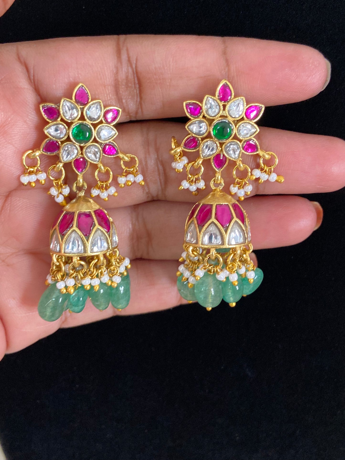 Antique Jadau Kundan Jumkis | Indian Traditional Jumki Earrings
