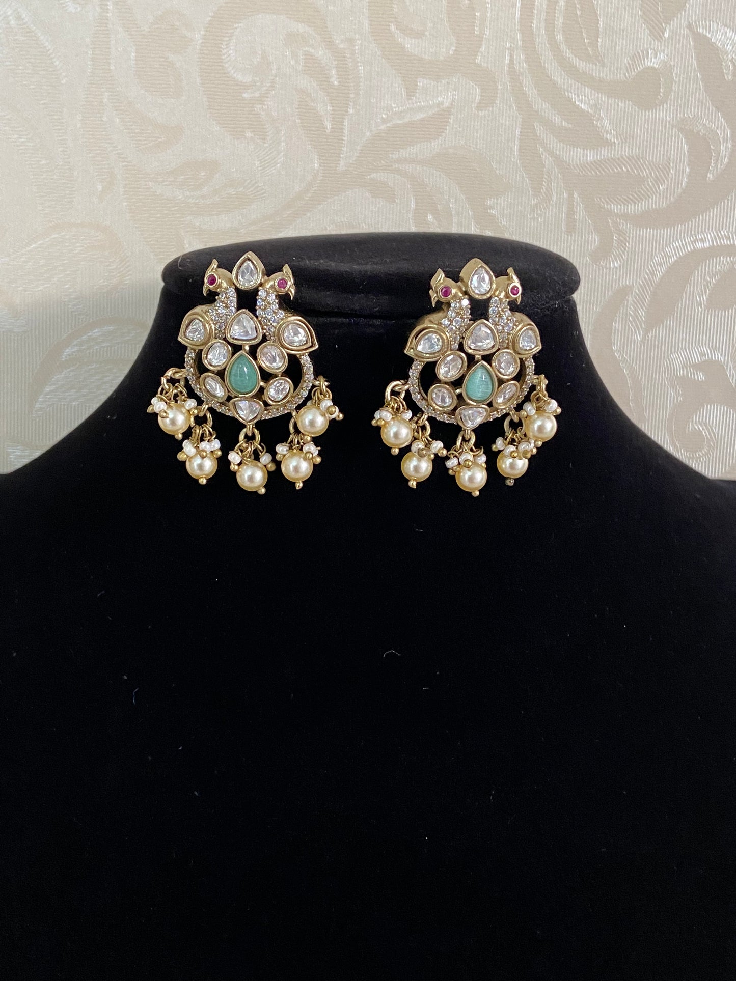 AD Polki Peacock Studs | Indian Jewelry In USA