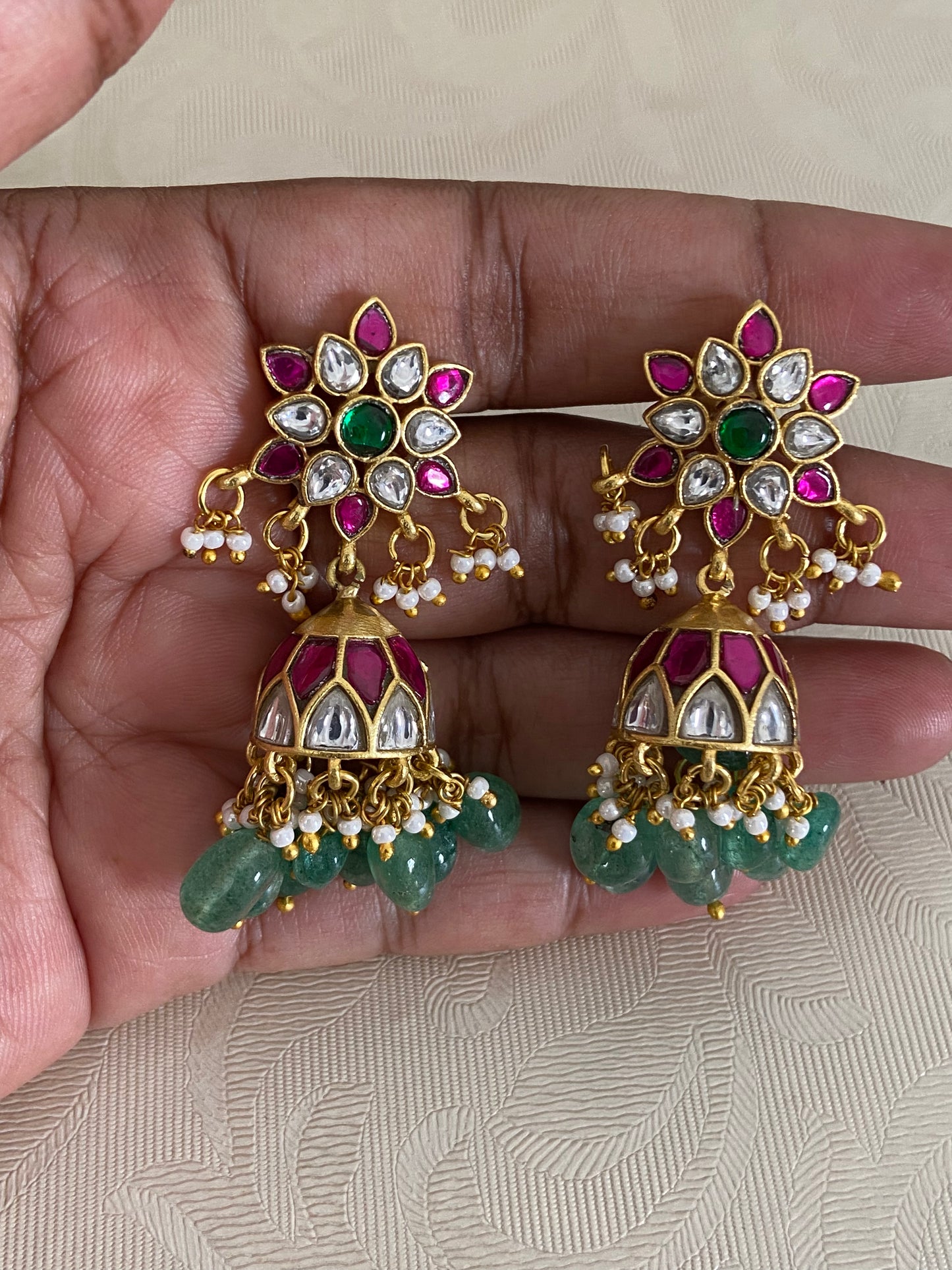Antique Jadau Kundan Jumkis | Indian Traditional Jumki Earrings