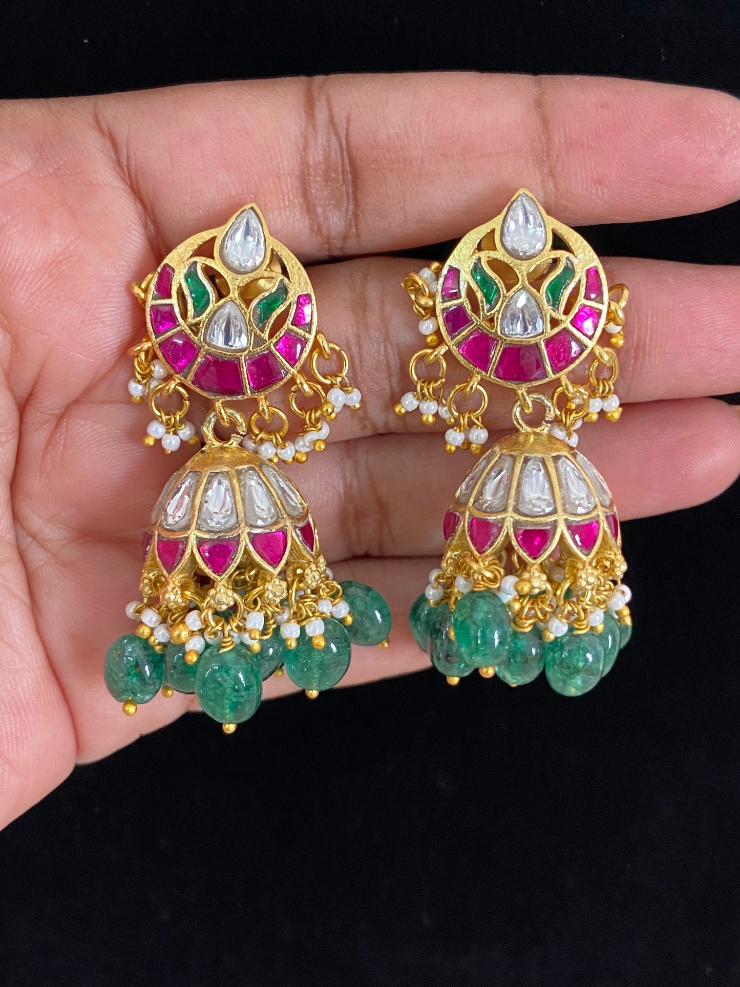 Antique Jadau Kundan Jumkis | Indian Traditional Jumki Earrings