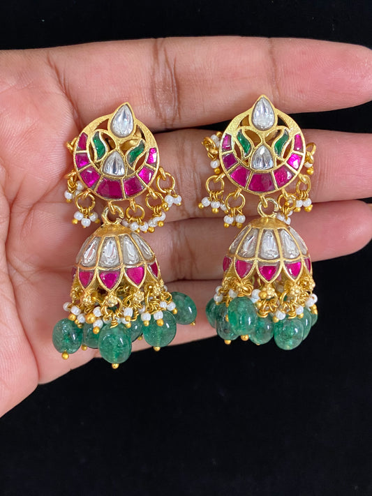 Antique Jadau Kundan Jumkis | Indian Traditional Jumki Earrings