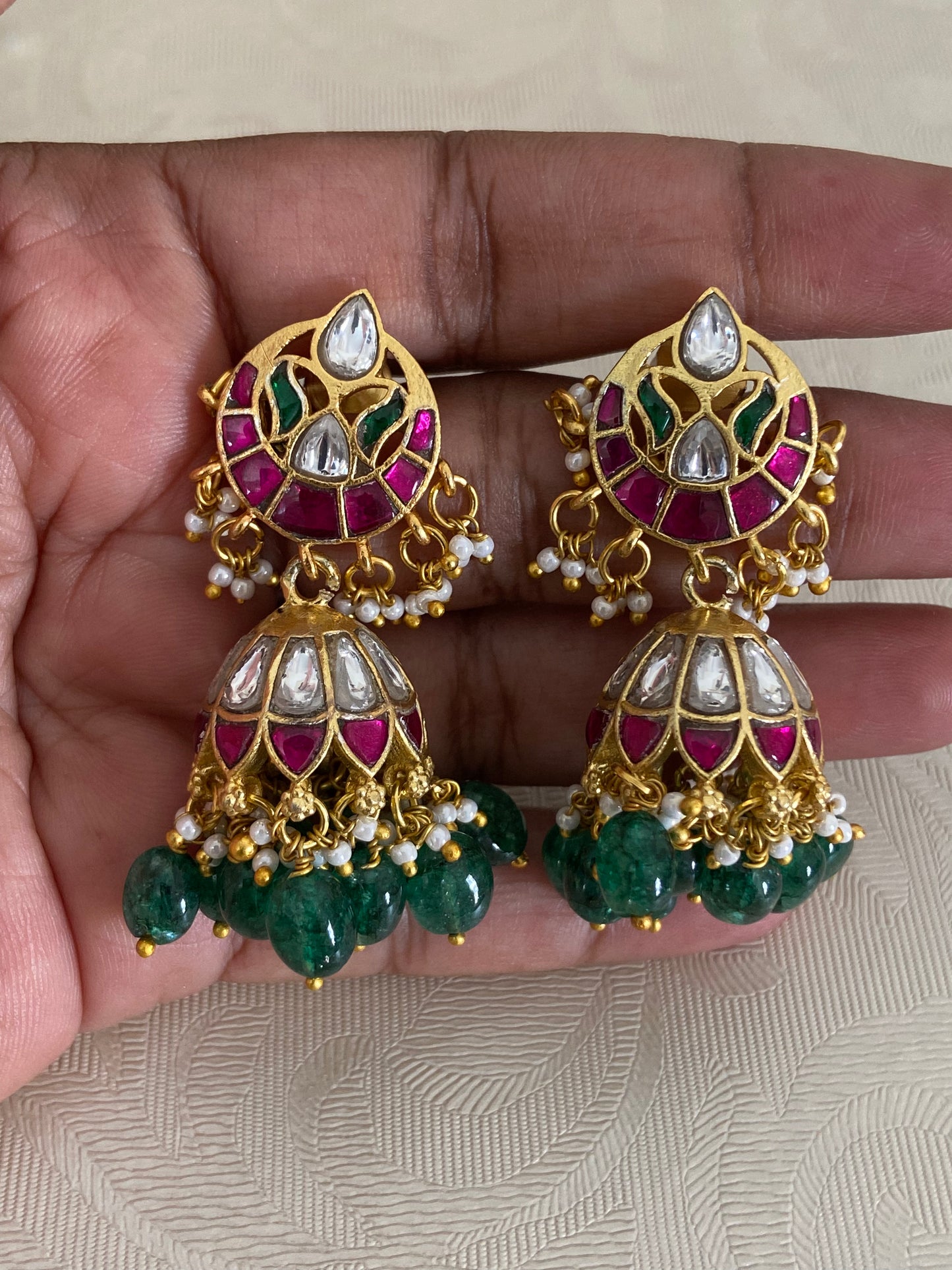 Antique Jadau Kundan Jumkis | Indian Traditional Jumki Earrings