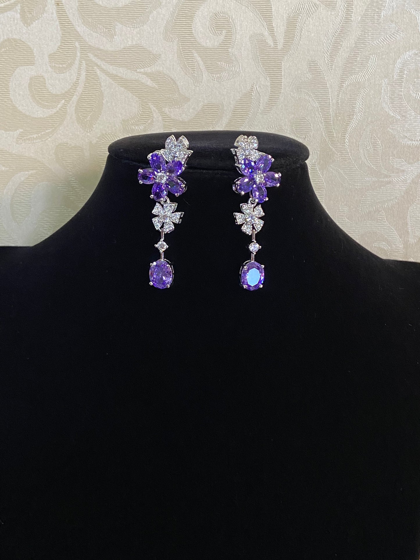 Tanzanite floral Earrings | Indian Earrings