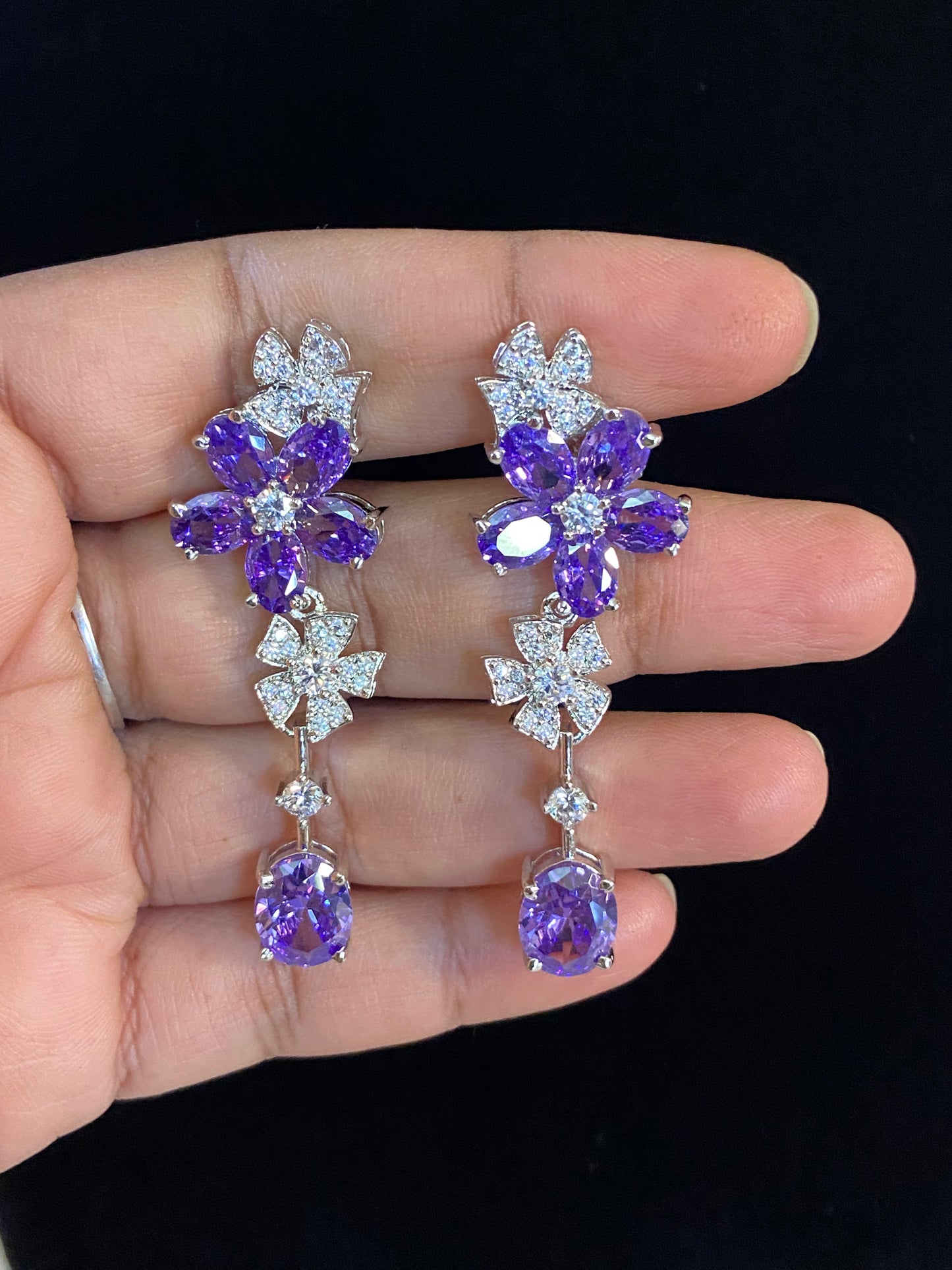 Tanzanite floral Earrings | Indian Earrings
