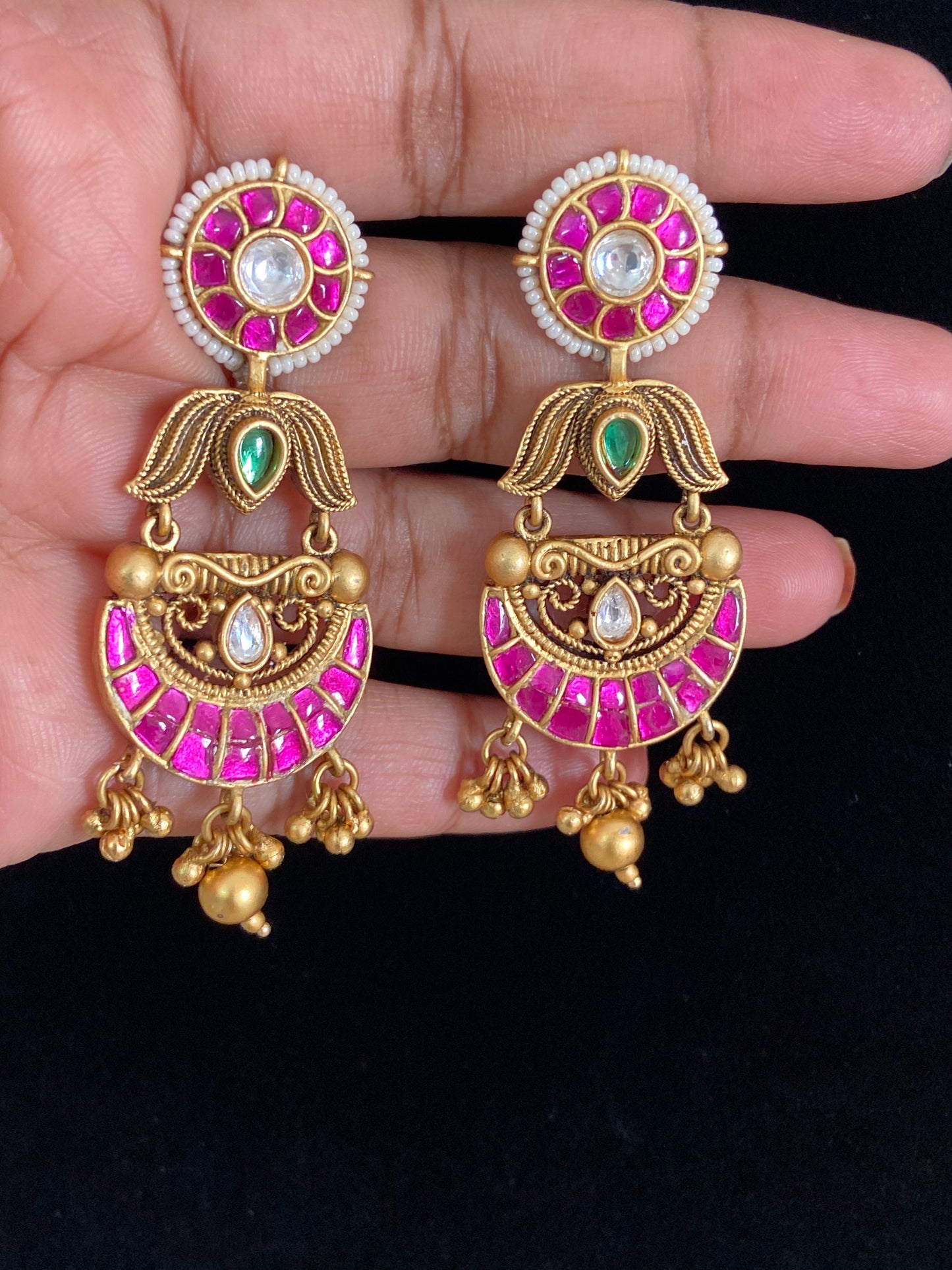 Antique Ahmadabadi Kundan Earrings | Kundan jewelry In USA