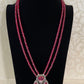 AD Victorian Pendant Onyx Beads Mala Necklace With Earrings