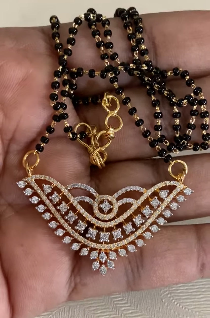 AD Pendant Black Beads Necklace | AD Traditional  Mangalsutra