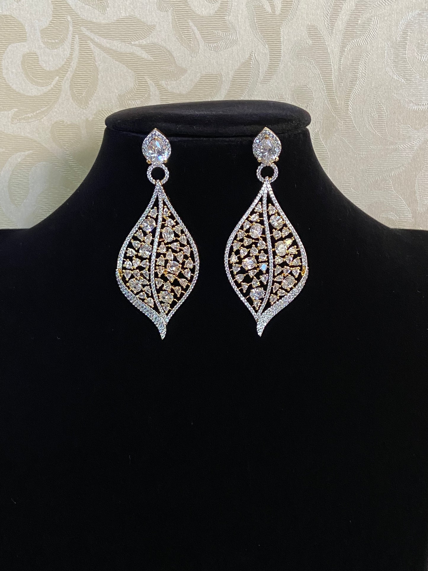 CZ Classic Earrings | Rhodium 2tone Earrings