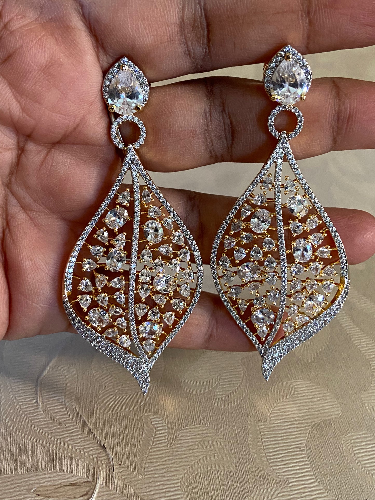 CZ Classic Earrings | Rhodium 2tone Earrings