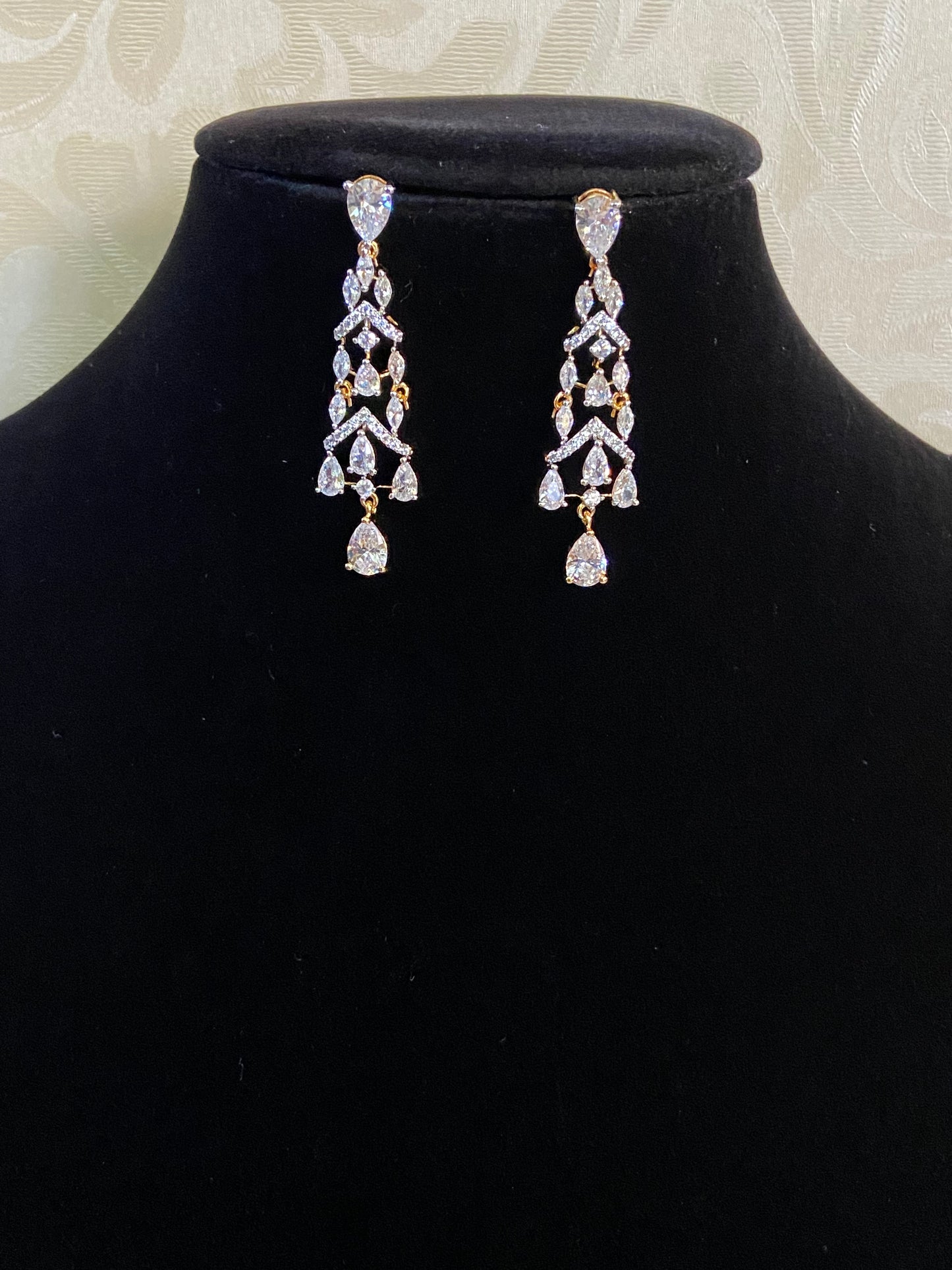 Classic CZ 2-Tone Earrings | Indian Earrings in USA