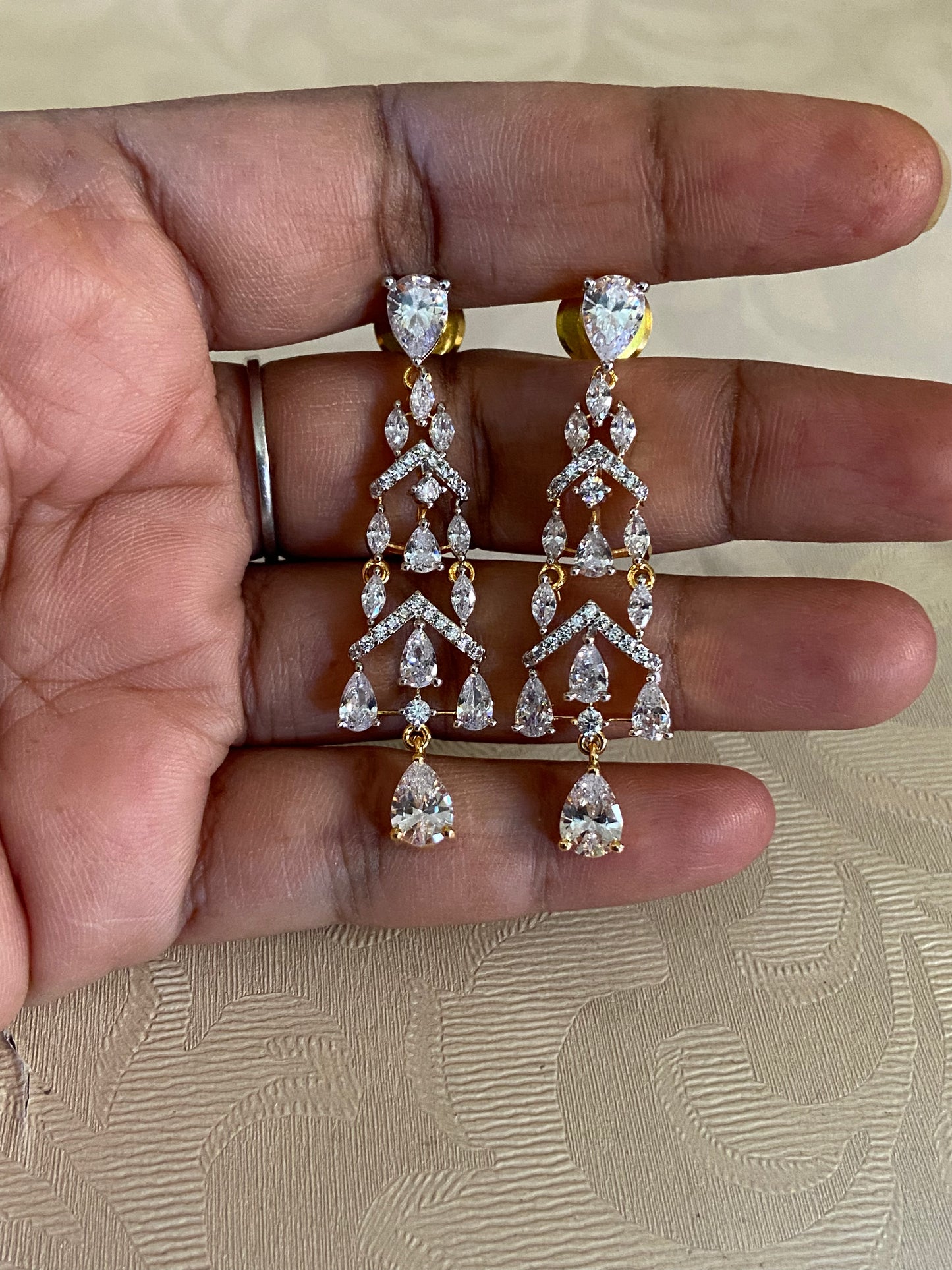 Classic CZ 2-Tone Earrings | Indian Earrings in USA