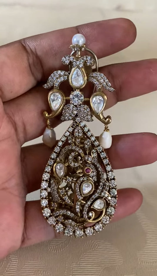 Victorian AD Pendant Pearl Nacklace With Earrings | Indian Traditional Jewelry
