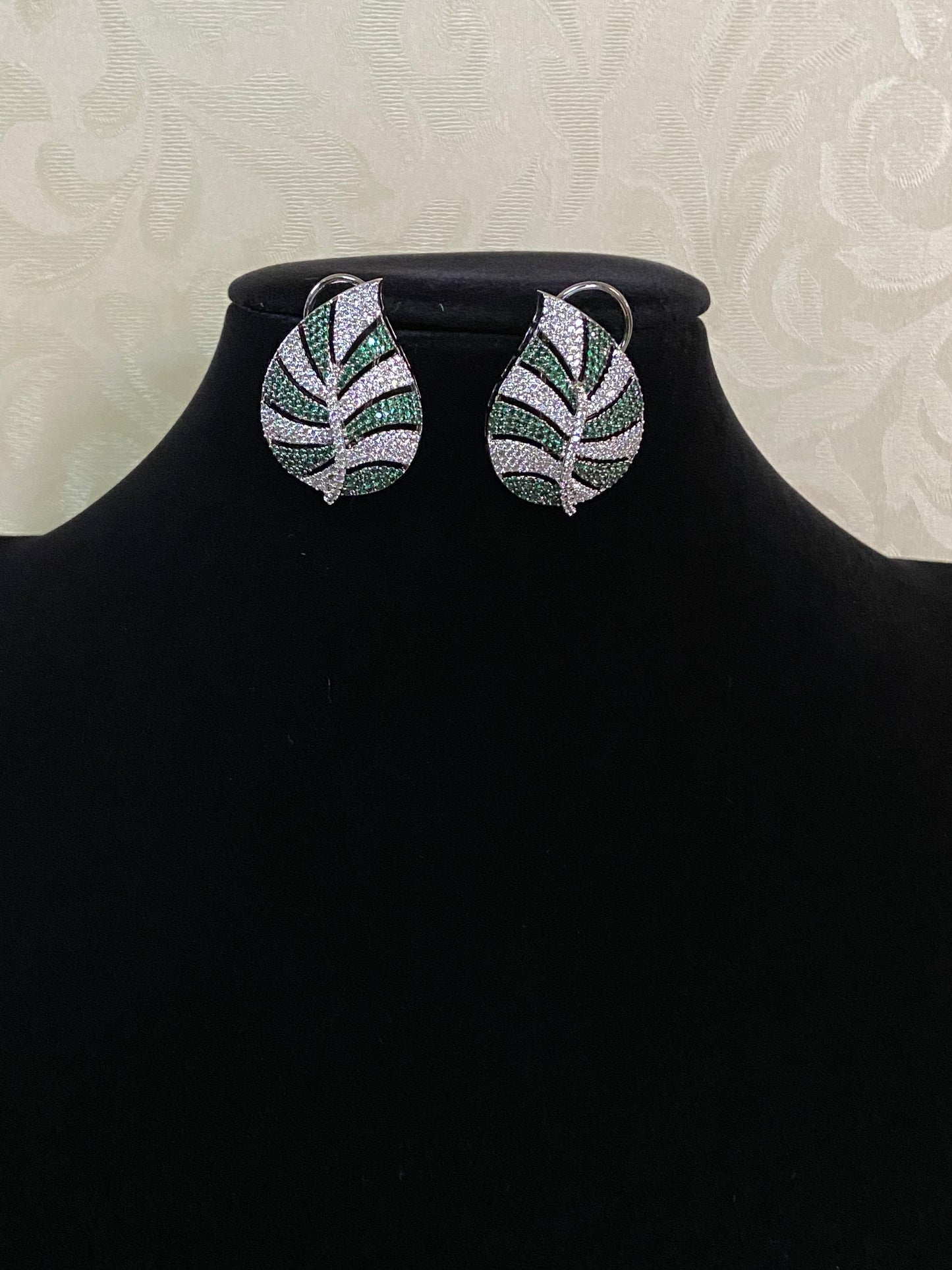 CZ Leaf Studs | Indian jewelry