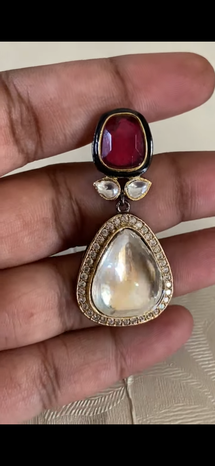Polki Kundan Pendant Beads Mala Necklace | Indian Jewelry