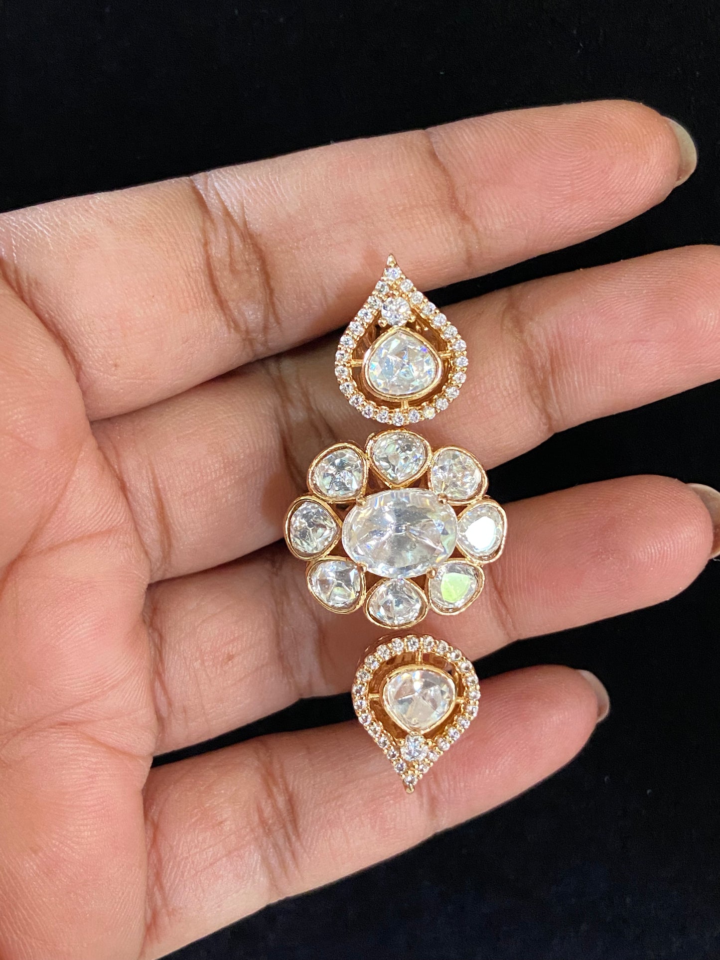 AD Polki Finger Ring | 2 Fingers Ring