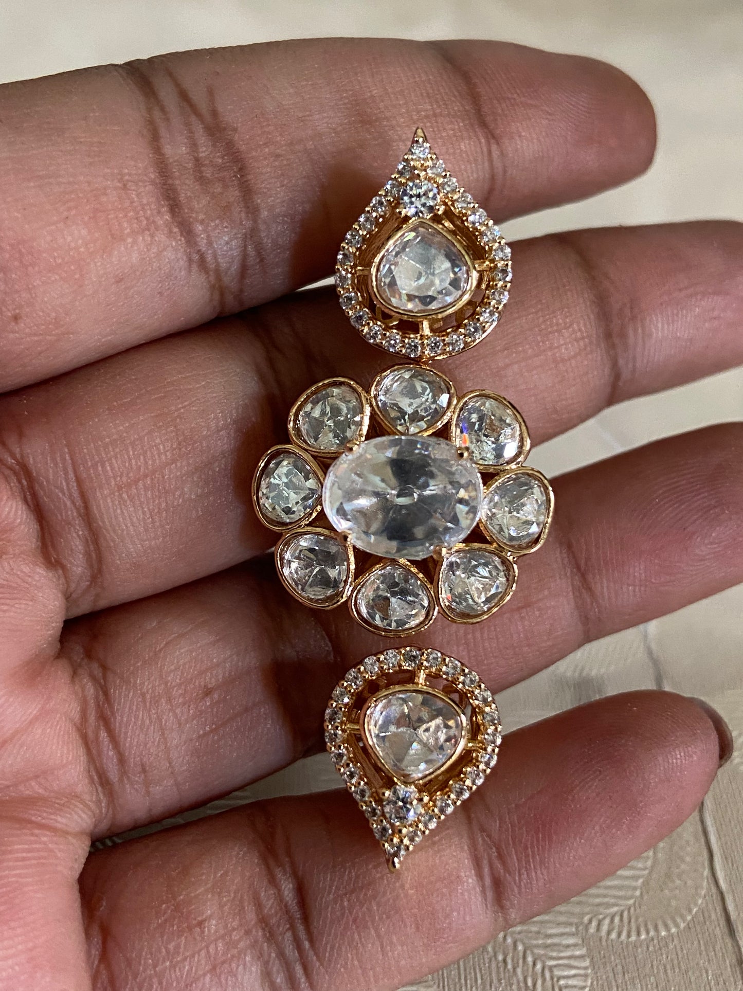 AD Polki Finger Ring | 2 Fingers Ring