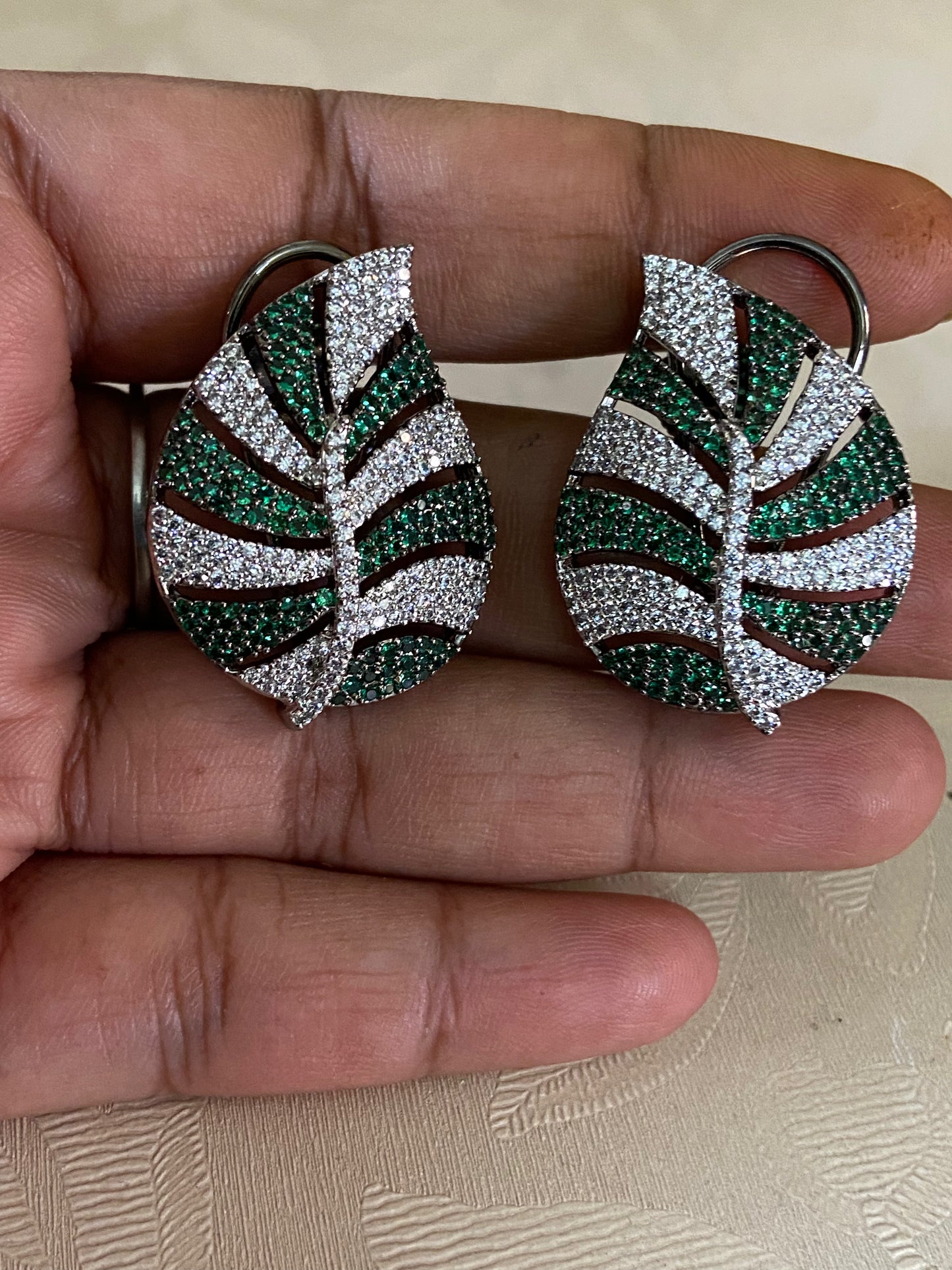 CZ Leaf Studs | Indian jewelry