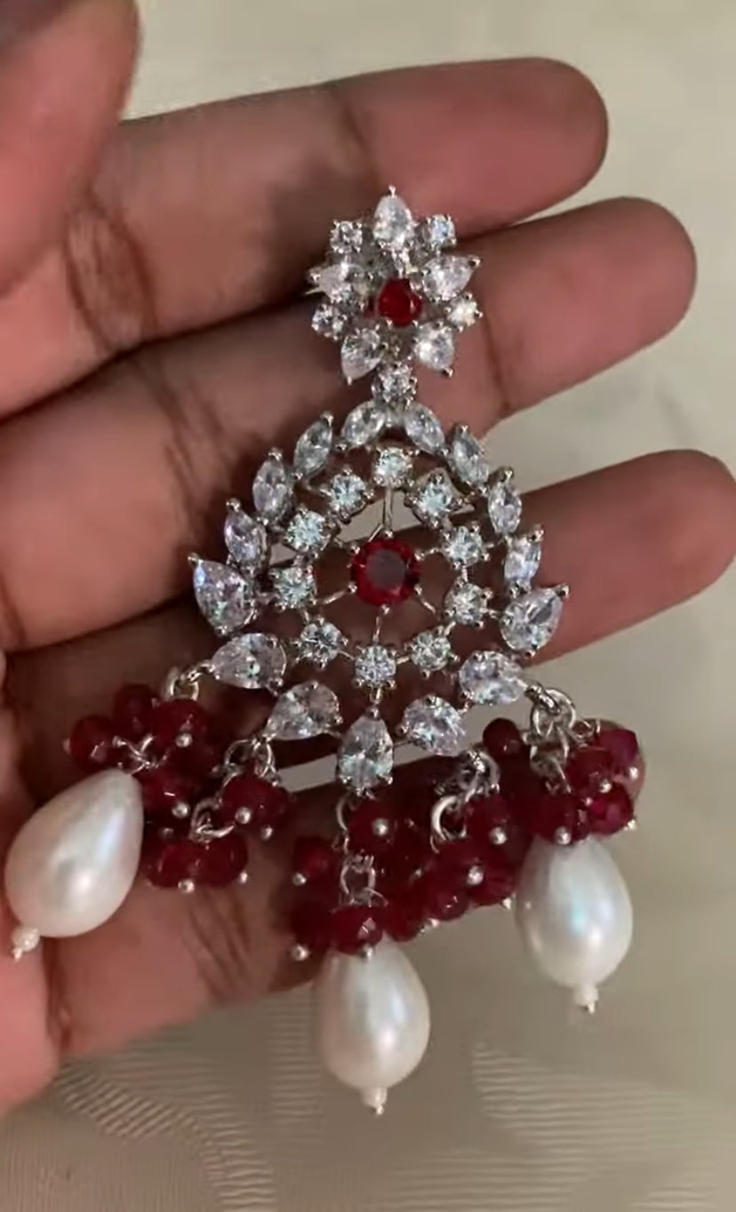 AD Pendant Beads Long Necklace With Earrings | Indian Jewelry