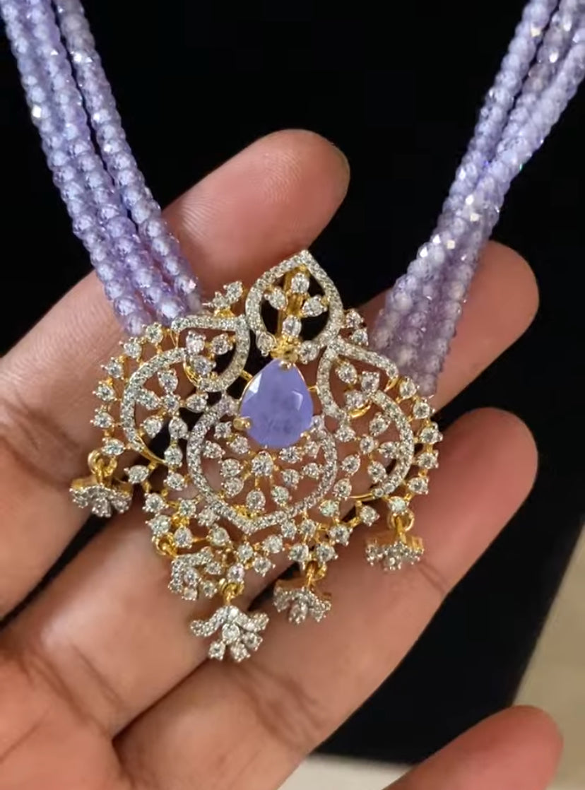 AD Pendant glass Beads Mala Necklace | Indian Necklace
