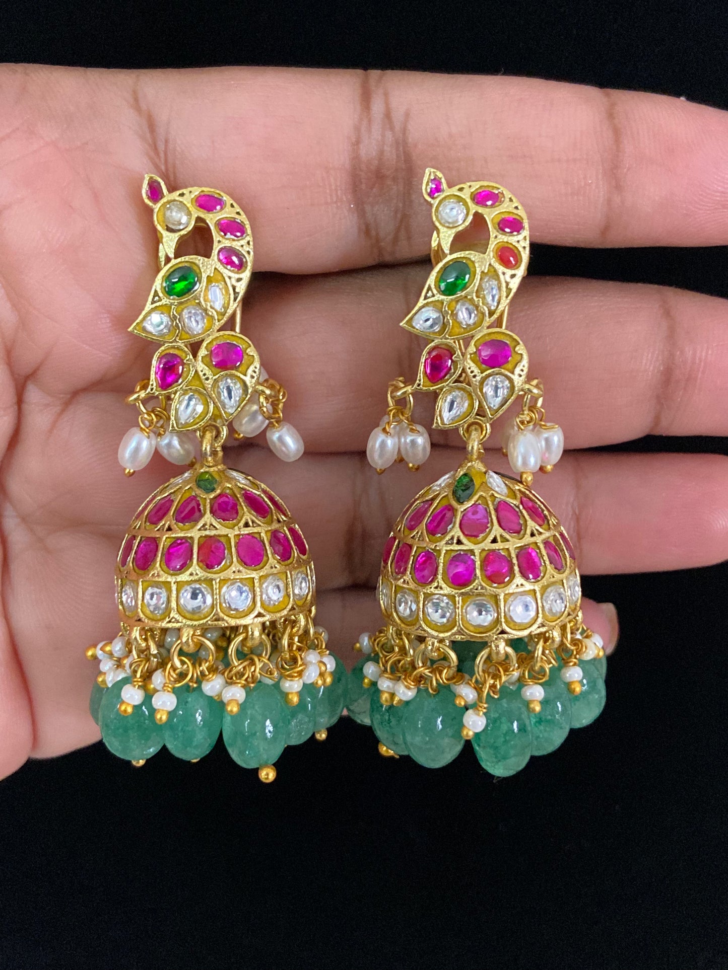 Antique Jadau Kundan Jumkis | Indian Traditional Jumki Earrings