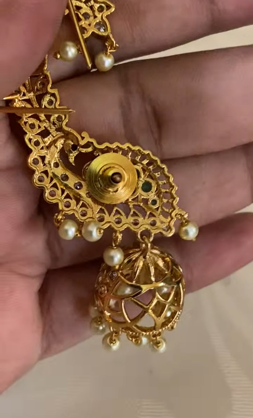 AD Peacock Earcuff With Jumki | Indian Jewelry