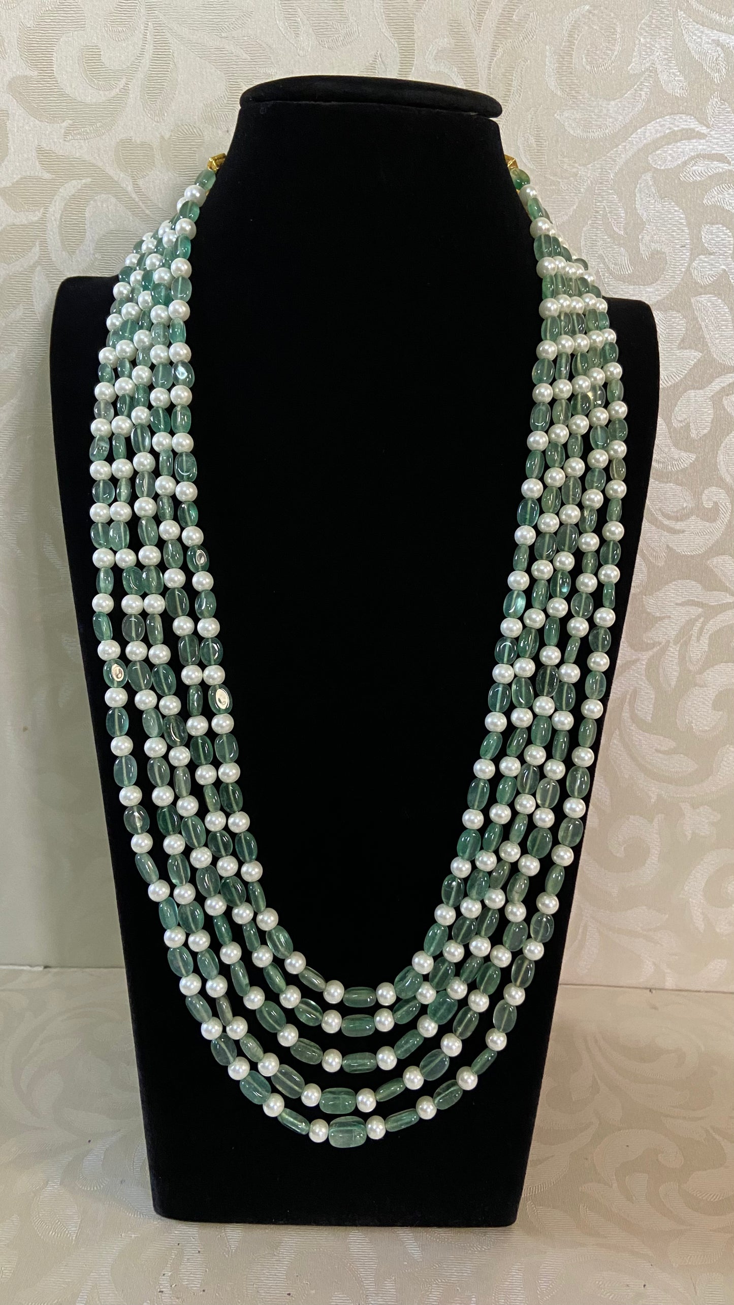 Onyx Beads & Pearl Mala Necklace  | South Indian Jewelry