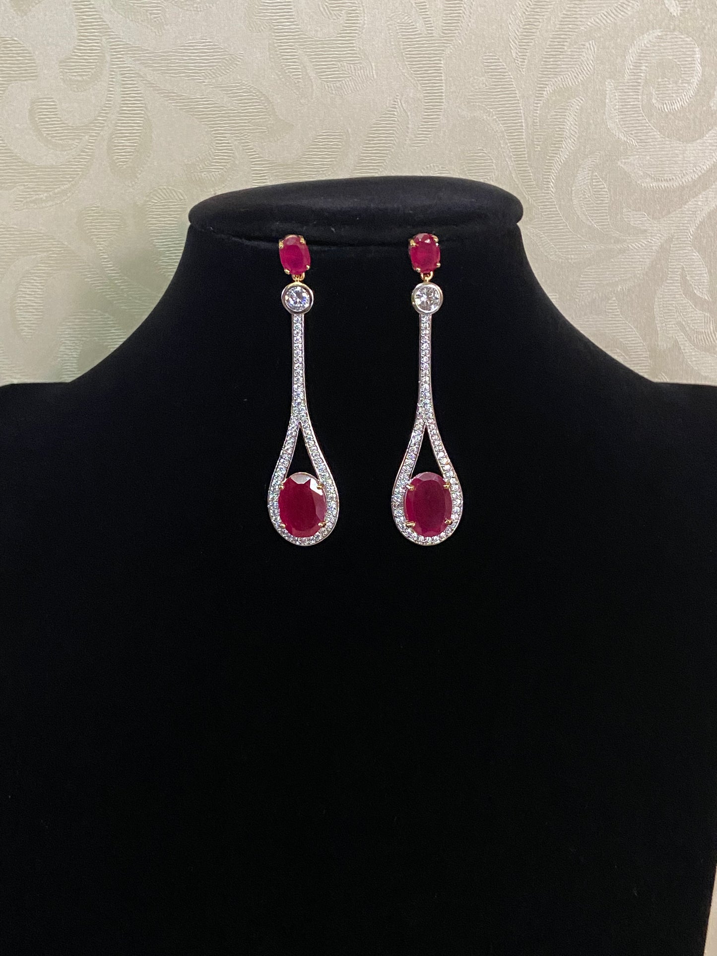 CZ Classic 2Tone Earrings | Indian Earrings