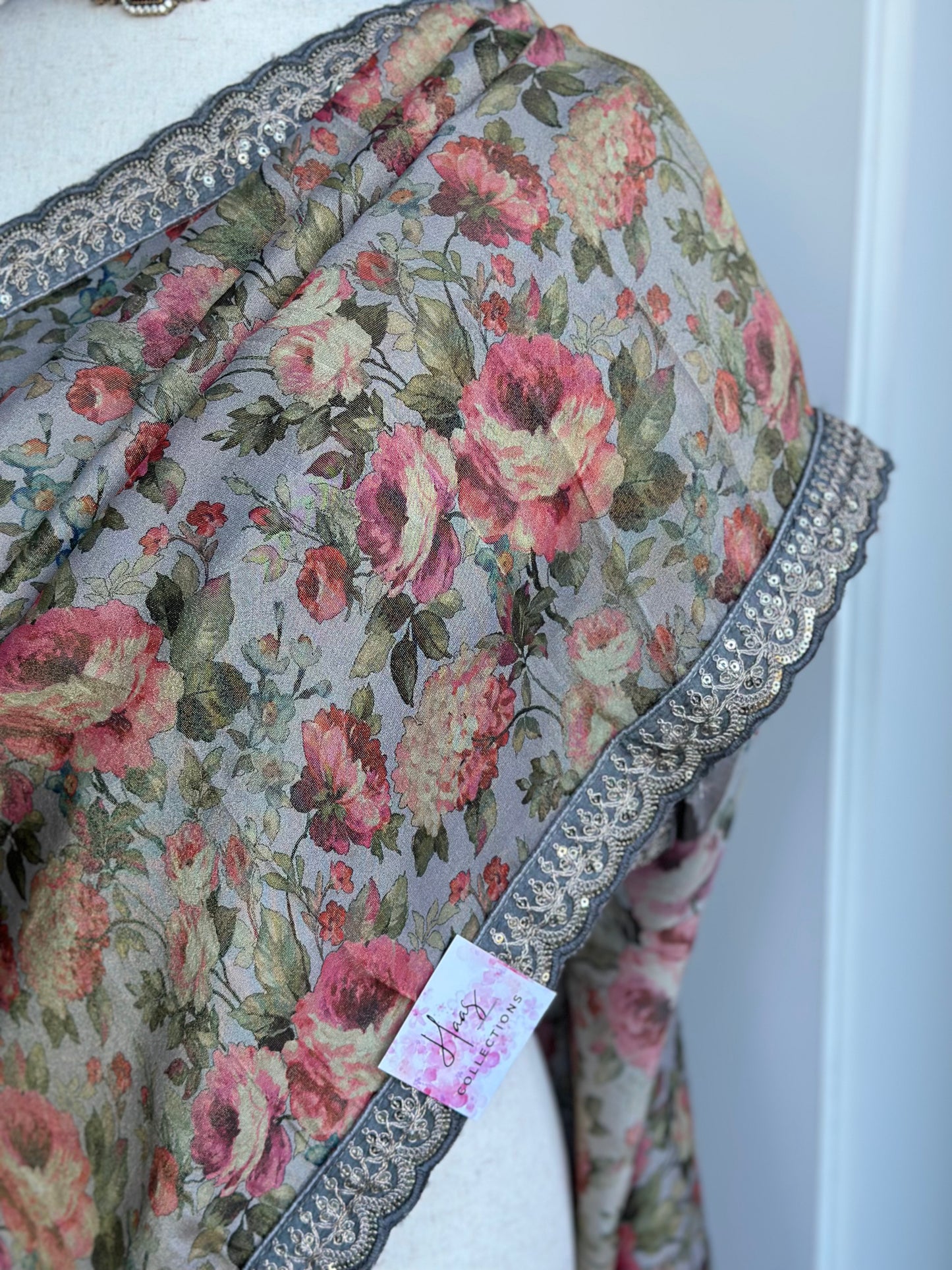 Floral Fancy Tissue Saree |  Party Wear Saree |  Gift Saree