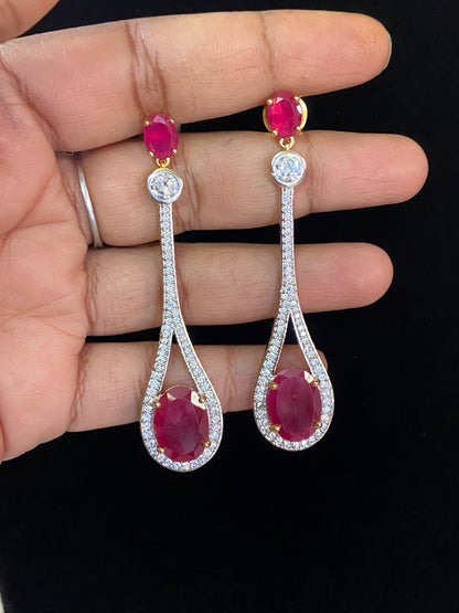 CZ Classic 2Tone Earrings | Indian Earrings