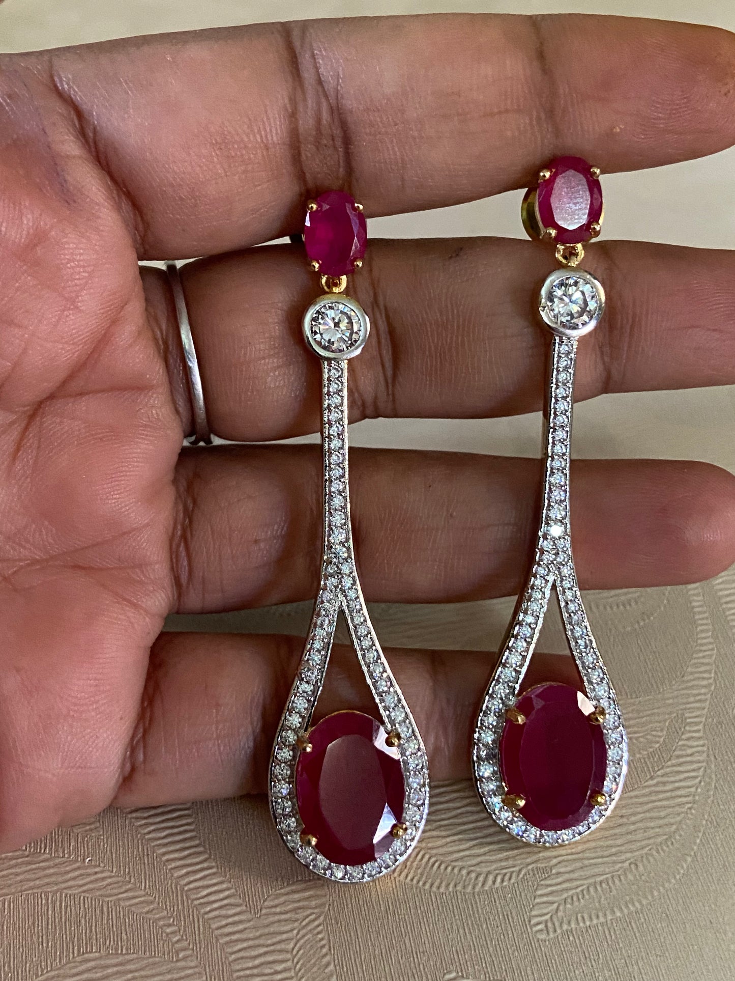 CZ Classic 2Tone Earrings | Indian Earrings