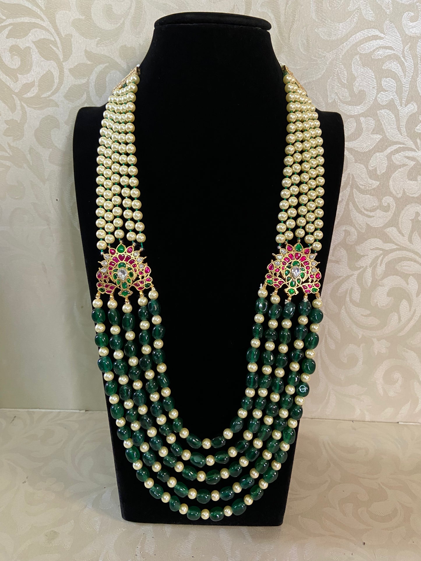 Jadau Kundan Side Pendants Beads & Pearls Groom Necklace | Indian Jewelry In USA