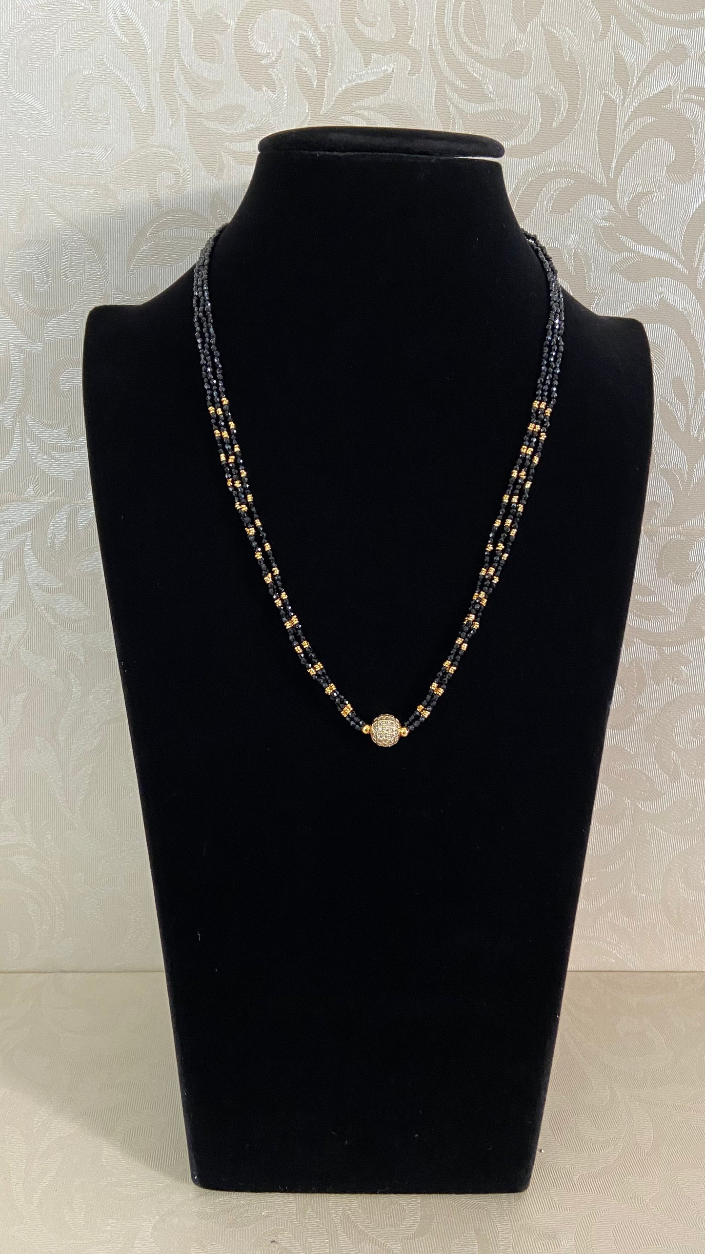 AD Ball Crystal Mangalasutra | Indian Black Beads