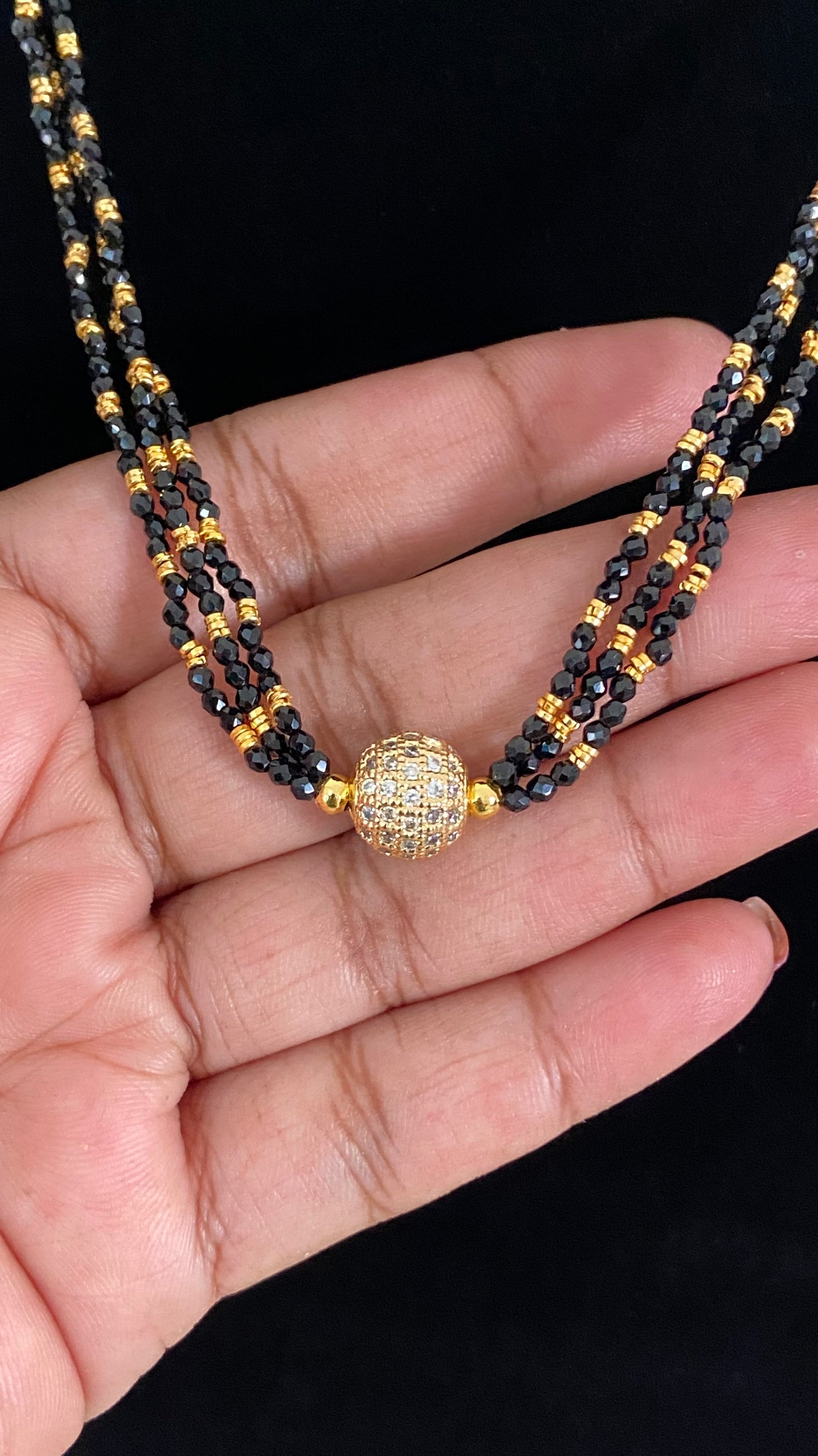 AD Ball Crystal Mangalasutra | Indian Black Beads