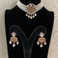 Victorian Polki Carved kundan  Pendant Pearl Choker| Indian choker with Earrings