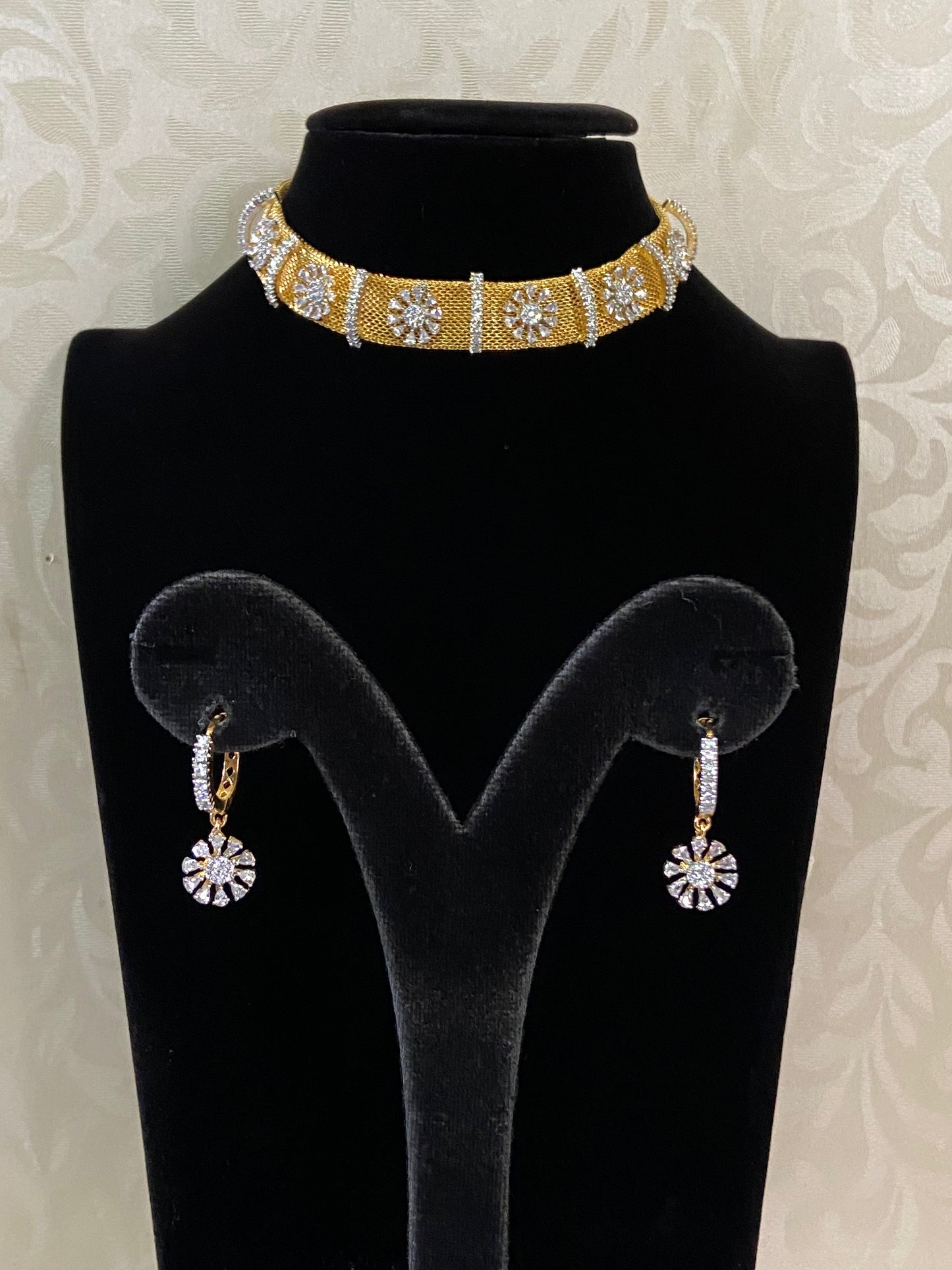 AD Choker With Earrings | Jali Choker Necklace