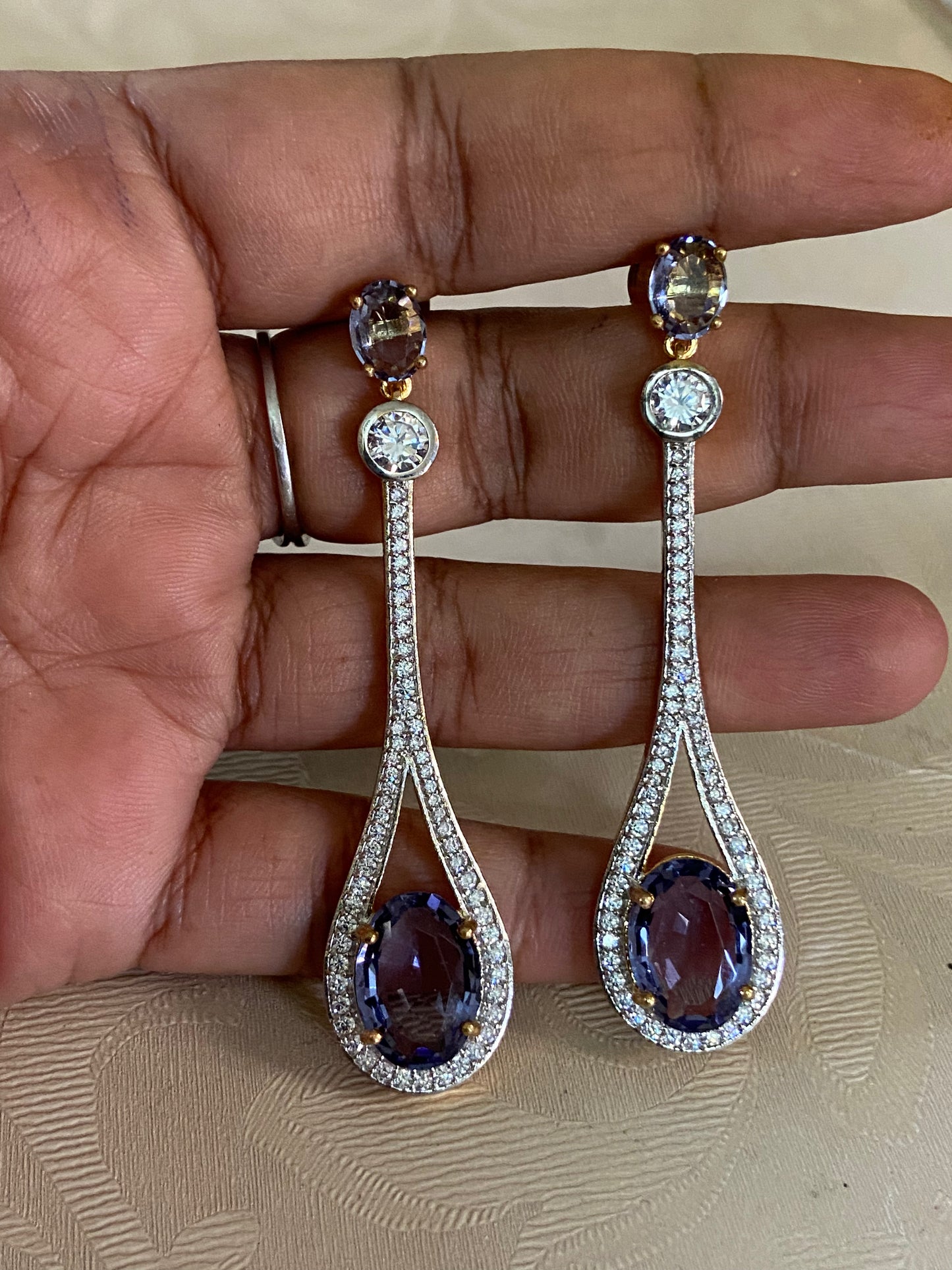 CZ Classic 2Tone Earrings | Indian Earrings