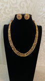 3 Lines Gold Beads Necklace With Studs | Indian Jewelry In USA