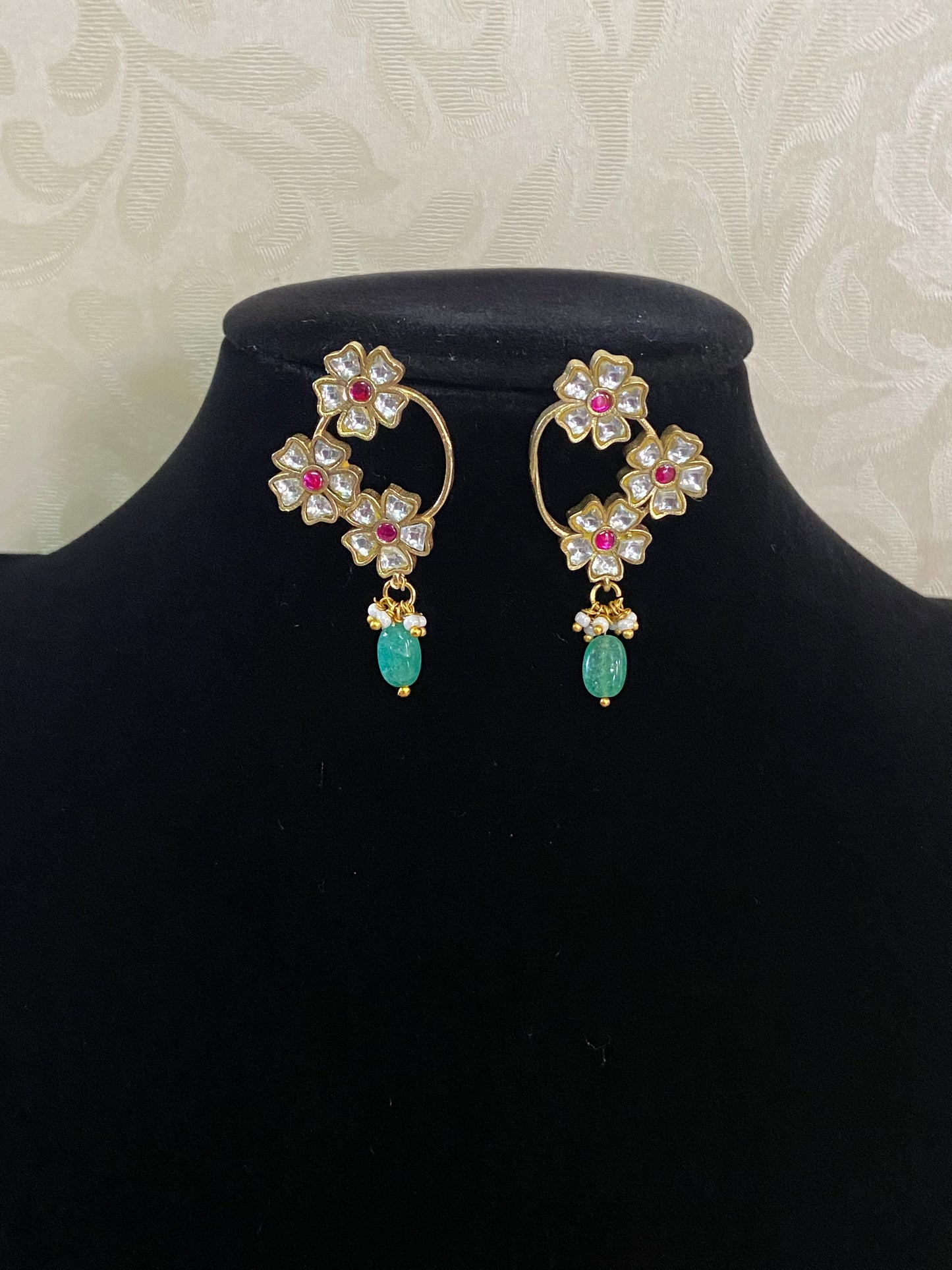 Jadau Kundan Earrings | Floral Antique Jadau Earrings
