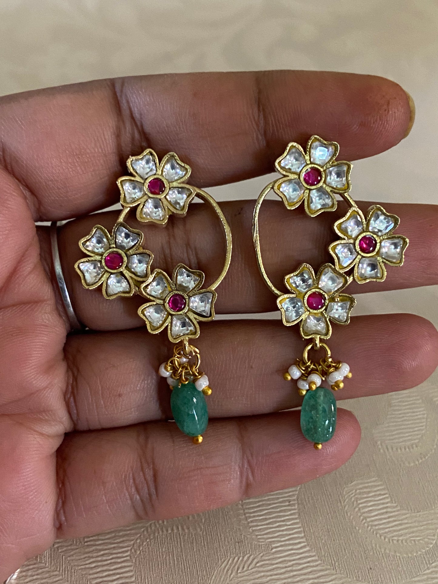 Jadau Kundan Earrings | Floral Antique Jadau Earrings