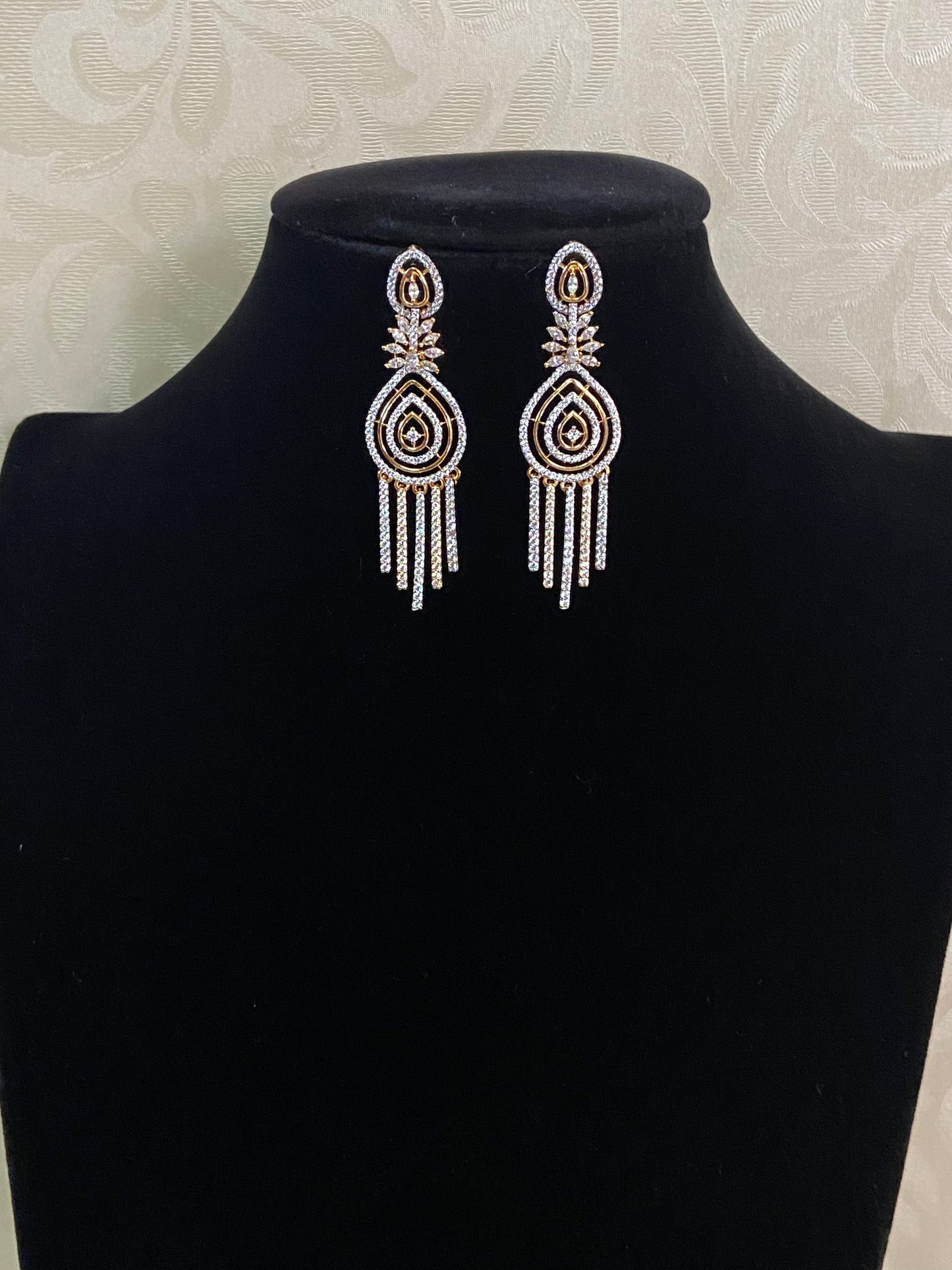 Classic CZ 2-Tone Earrings  | Indian Jewelry In USA