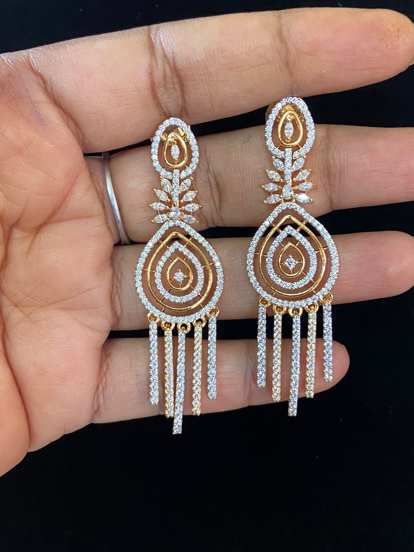 Classic CZ 2-Tone Earrings  | Indian Jewelry In USA