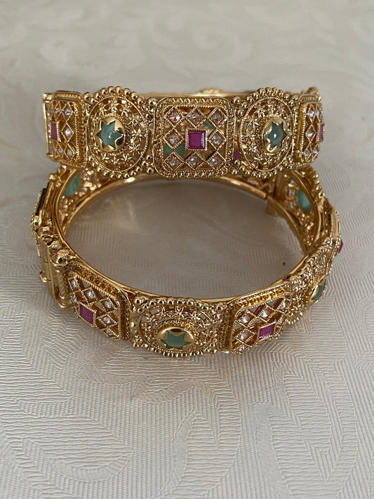 Antique Polki Openable Bangles | Indian Traditional Bangles