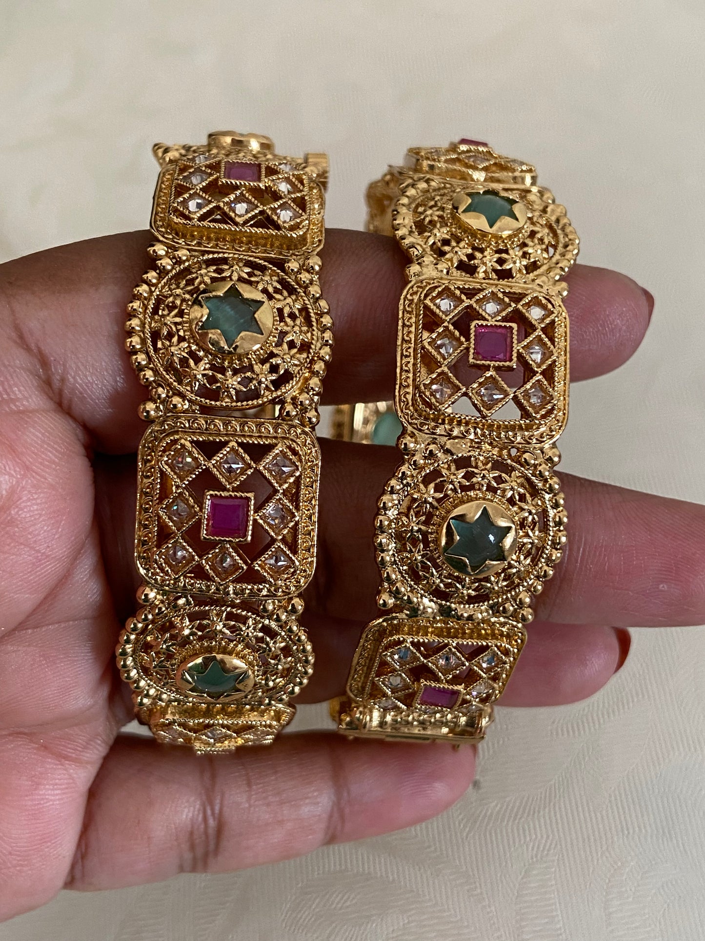Antique Polki Openable Bangles | Indian Traditional Bangles