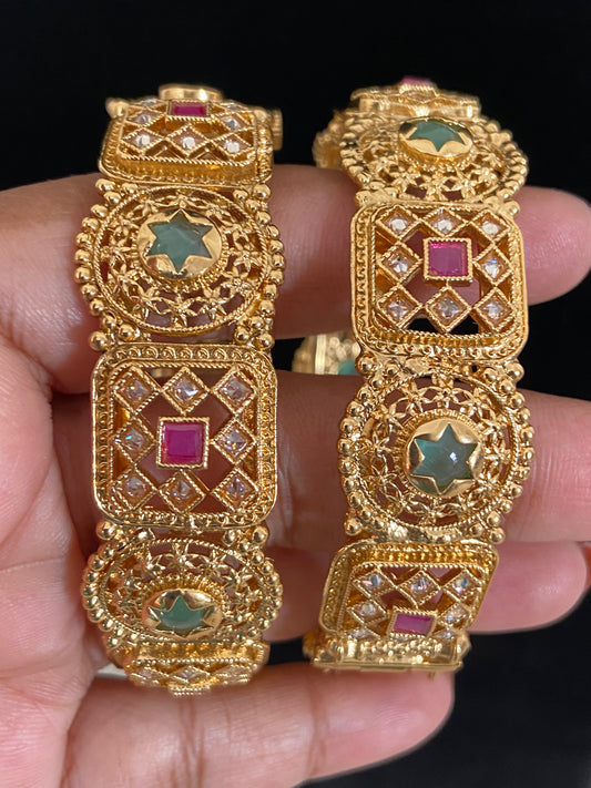Antique Polki Openable Bangles | Indian Traditional Bangles