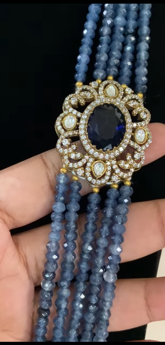 Victorian Side pendant Onyx Beads Mala | Indian Jewelry in USA