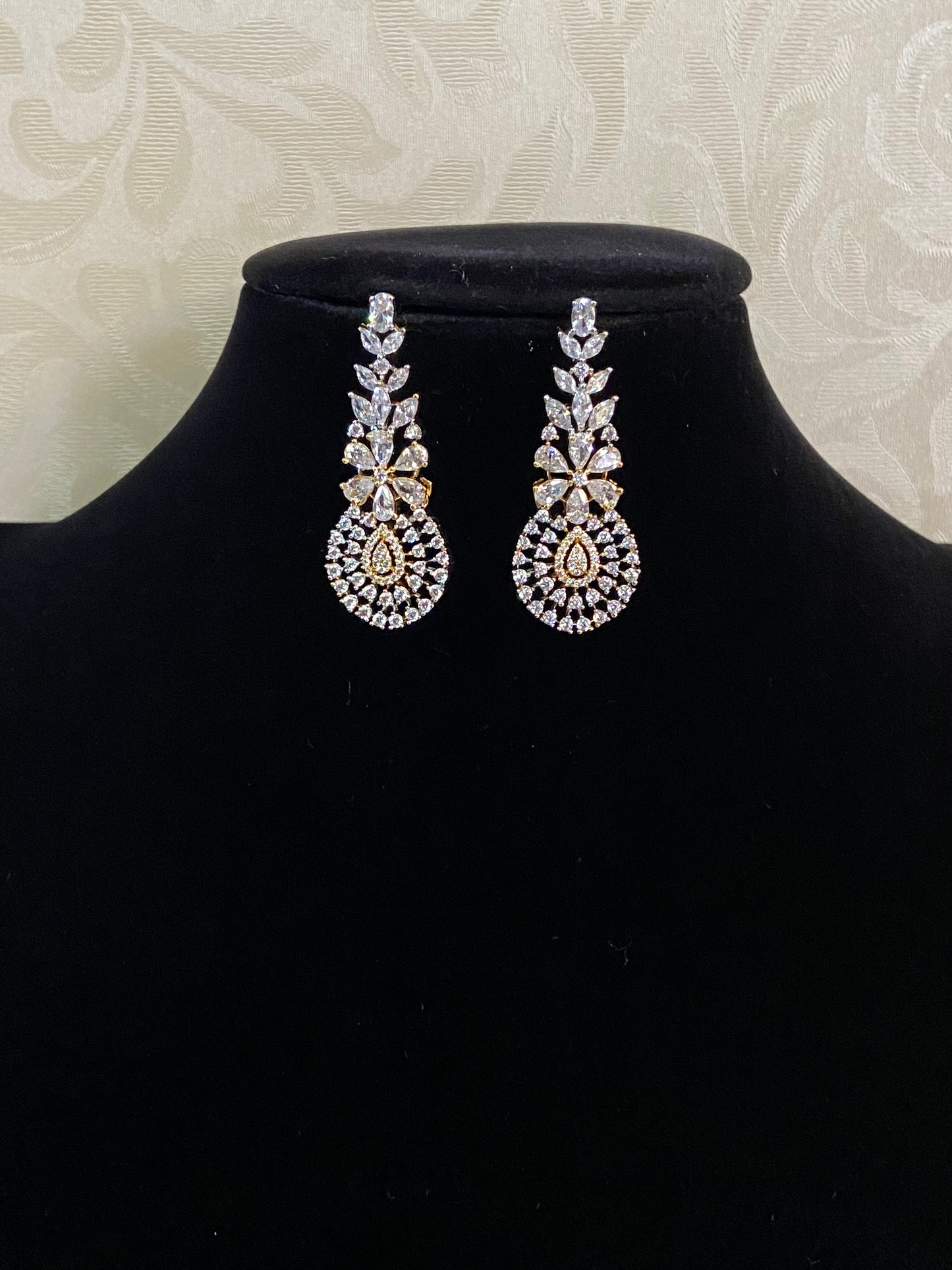 Classic CZ 2tone Earrings | Inian Jewelry In USA