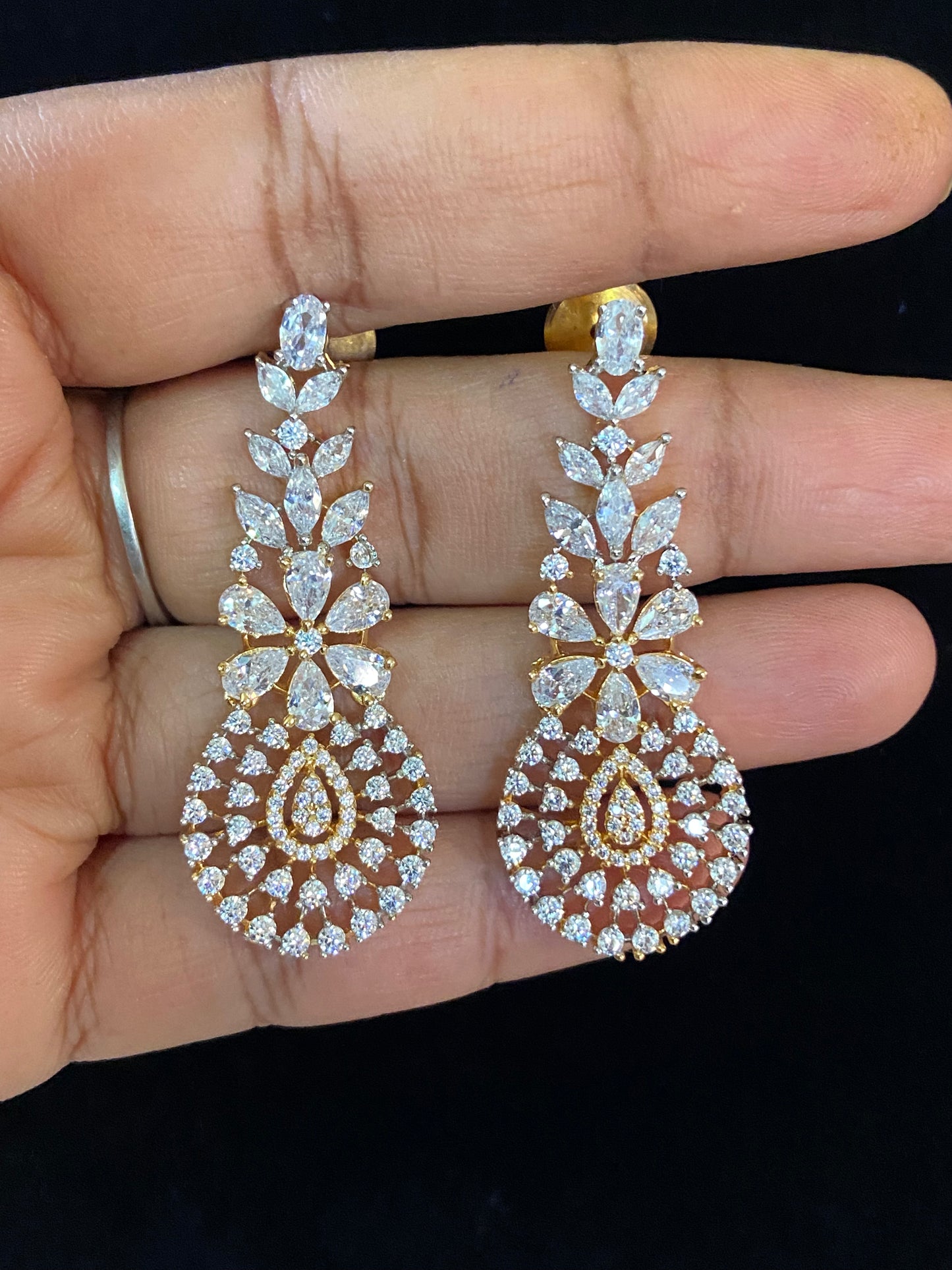 Classic CZ 2tone Earrings | Inian Jewelry In USA
