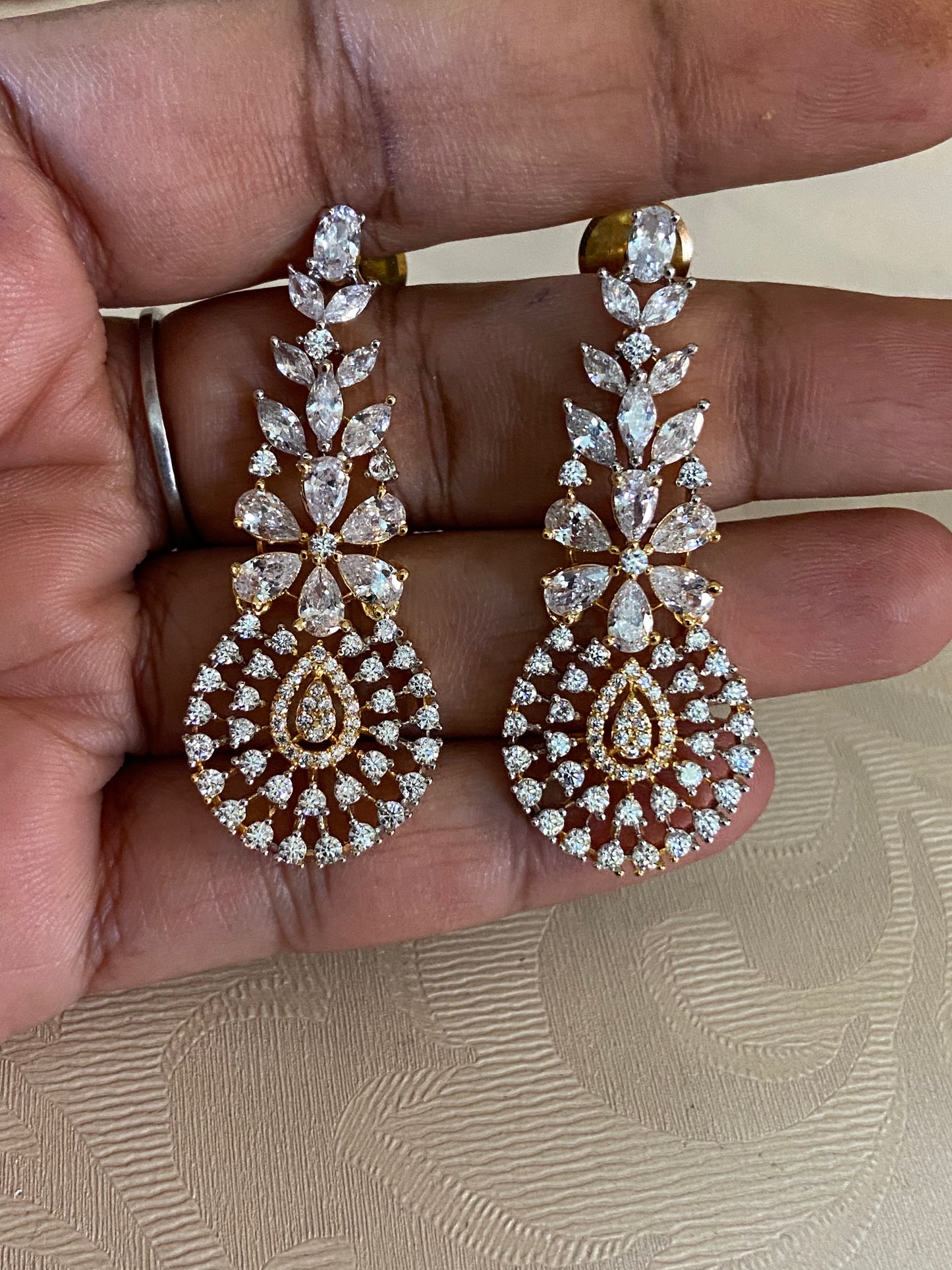 Classic CZ 2tone Earrings | Inian Jewelry In USA